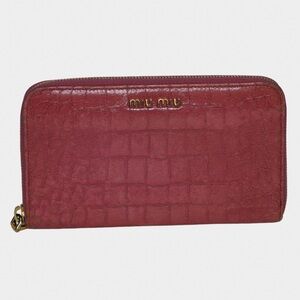 Miu Miu Pink Crocodile-Embossed Wallet